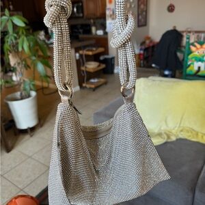 Chic Silver Mesh Shoulder Bag